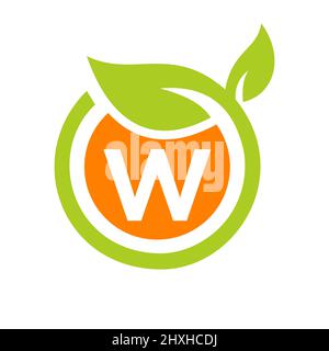 Eco Logo Design Buchstabe W Vektor. Eco Leaf Logo Icon Design-Vorlage auf W Letter Concept Stock Vektor