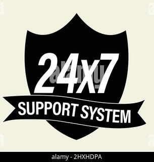 24 Stunden 7days Service Symbol Vektor-Stempel Stock Vektor