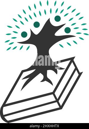 Baum und Buch Menschen Logo Symbol Illustration Markenidentität Stock Vektor