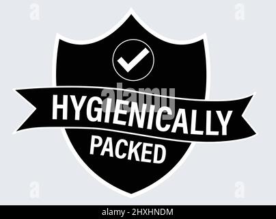 Hygienisch verpacktes Vektorsymbol, schwarz in Farbe, Verpackungsabstrakt, Stock Vektor
