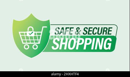 Sicheres und sicheres Einkaufen, grün in der Farbe. Shopping abstrakt Stock Vektor
