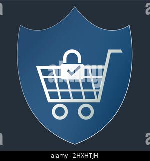 Online-Shopping-Abstract. Sicheres Online-Shopping-Vektor-Logo Stock Vektor