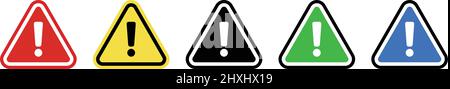 Satz von Warnsymbolen in verschiedenen Farben. Bearbeitbarer Vektor. Stock Vektor