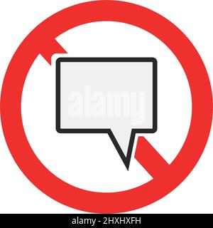 Unterhaltung verboten. Absolut kein Sprechen. Bearbeitbarer Vektor. Stock Vektor