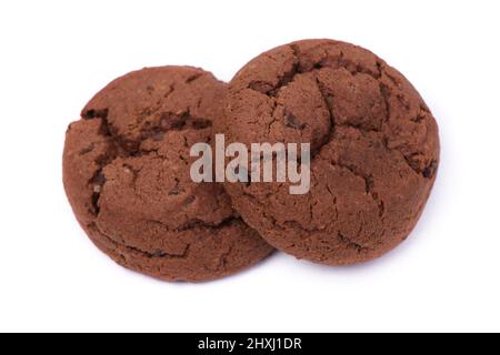 Schokolade Haferflocken Cookies auf weißem Hintergrund isoliert Stockfoto