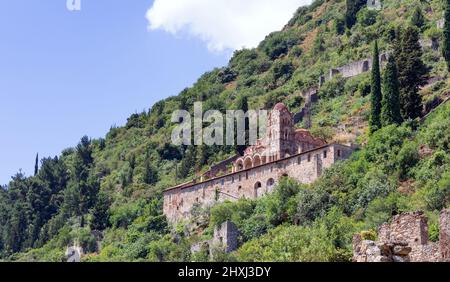 Das Pantanassa-Kloster in Mystras, Peloponnes, Griechenland. Stockfoto