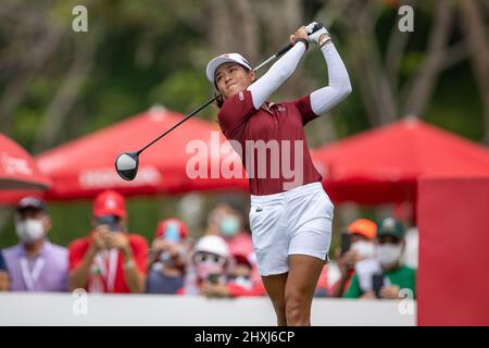 Pattaya Thailand - 13. März: Celine Boutier aus Frankreich während des 4.. Und letzten Tages der Honda LPGA Thailand im Siam Country Club Old Course am 13. März 2022 in Pattaya, Thailand (Foto von Peter van der Klooster/Orange Picics) Credit: Orange Pics BV/Alamy Live News Stockfoto