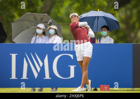 Pattaya Thailand - 13. März: Celine Boutier aus Frankreich während des 4.. Und letzten Tages der Honda LPGA Thailand im Siam Country Club Old Course am 13. März 2022 in Pattaya, Thailand (Foto von Peter van der Klooster/Orange Picics) Credit: Orange Pics BV/Alamy Live News Stockfoto