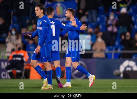 Getafe, Spanien. 12. März 2022. La Liga Spanisches Fußballspiel La Liga Getafe gegen Valencia im Alfonso Perez Stadium, Getafe, Madrid, 12. März 2022. 900/Cordon Press Credit: CORDON PRESS/Alamy Live News Stockfoto