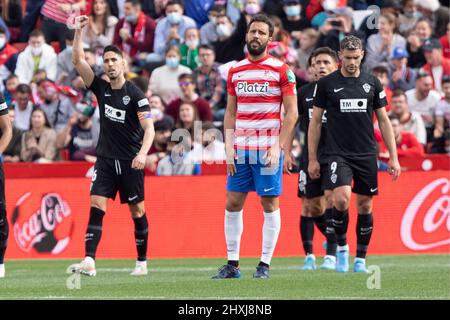 Granada, Spanien. 12. März 2022. 900/Cordon Press La Liga Spanisches Fußballspiel La Liga Granada gegen Elche im Nuevo Los Carmenes Stadium, Granada, 12. März 2022. 900/Cordon Press Credit: CORDON PRESS/Alamy Live News Stockfoto