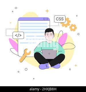 Grafikdarstellung Des Programmierers. Abstraktes Design. Vektorgrafik Stock Vektor