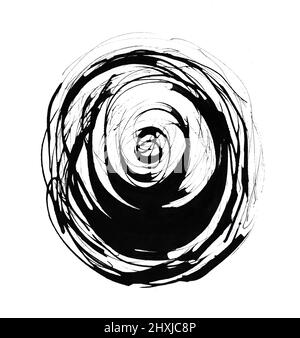 Schwarze Tinte auf weißem Hintergrund. Element für das Design. Stockfoto