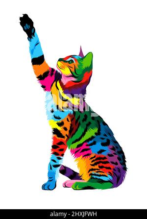 Abstrakte bengalkatze aus bunten Farben. Farbige Zeichnung. Vektordarstellung von Farben Stock Vektor