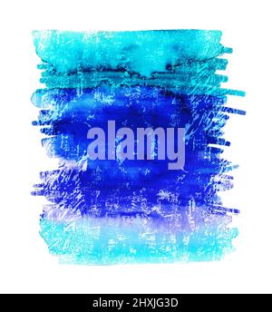 Aquarell grunge Hintergrund. Abstrakter blauer Blot. Handgefertigte Textur für Design. Stockfoto