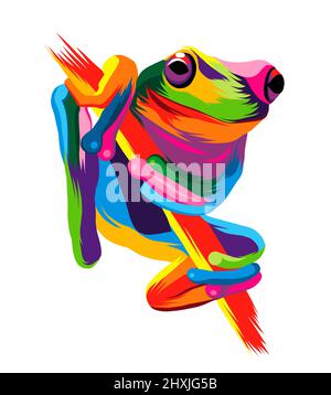 Abstrakter Baumfrosch aus bunten Farben. Farbige Zeichnung. Vektordarstellung von Farben Stock Vektor
