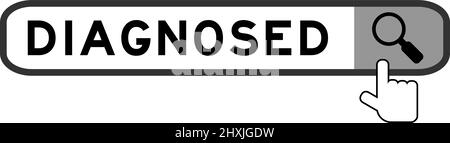 Suchbanner in Wort mit Symbol für die Überhängelupe auf weißem Hintergrund Stock Vektor