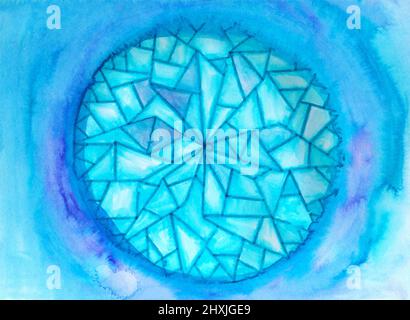 Abstrakt hell Aquarell handbemaltes Muster. Mandala-Design. Stockfoto