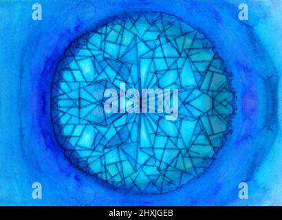 Abstrakt hell Aquarell handbemaltes Muster. Mandala-Design. Stockfoto