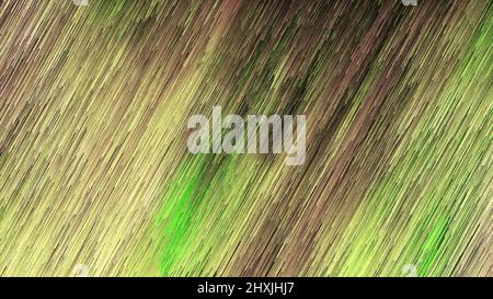 Grüne und goldene schmale diagonale Saiten schaffen schimmernden Hintergrund, nahtlose Schleife. Design. Farbenfrohe, bewegte und leuchtende Linien. Stockfoto