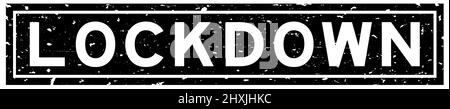 Grunge schwarz Lockdown Wort quadratische Gummidichtung Stempel auf weißem Hintergrund Stock Vektor