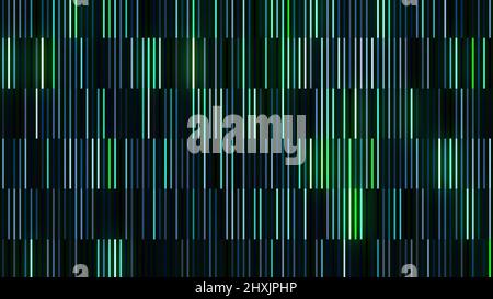 Schimmernde, reflektierende, in horizontale Teile geteilte Wand, nahtlose Schlaufe. Bewegung. Flieder Töne von kurzen Linien mit Glas glühenden Effekt. Stockfoto