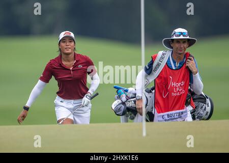 Pattaya Thailand - 13. März: Celine Boutier aus Frankreich während des 4.. Und letzten Tages der Honda LPGA Thailand im Siam Country Club Old Course am 13. März 2022 in Pattaya, Thailand (Foto: Peter van der Klooster/Orange Picics) Stockfoto