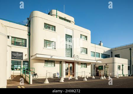 Art déco-Gebäude am Brighton City Airport, Shoreham-by-Sea, West Sussex, England. Stockfoto