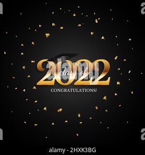 Abschlussklasse mit 2022 Grußworten. Vektorgrafik Stock Vektor
