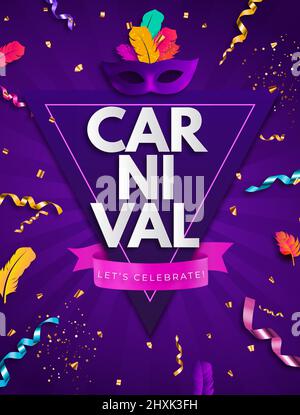 Karneval Party Gruß Hintergrund. Vektorgrafik Stock Vektor
