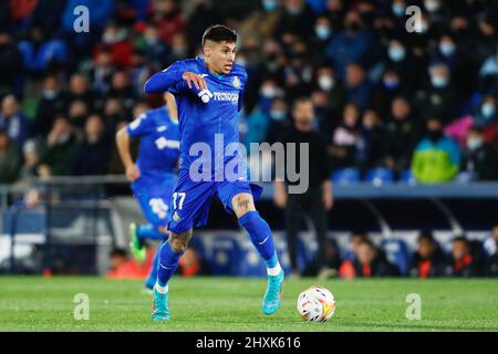 Mathias Olivera von Getafe während des Fußballspiels der spanischen Meisterschaft La Liga zwischen Getafe CF und Valencia CF am 12. März 2022 im Coliseum Alfonso Perez Stadion in Getafe, Madrid, Spanien - Foto: Oscar Barroso/DPPI/LiveMedia Stockfoto