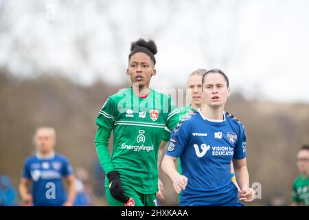 Durham, Großbritannien. 13. März 2022. Elisha N'Dow von Coventry während des Fußballspiels der FA WSL 2 zwischen Durham und Coventry United im Maiden Castle Sports Park in Durham, England. Richard Callis/SPP Kredit: SPP Sport Pressefoto. /Alamy Live News Stockfoto