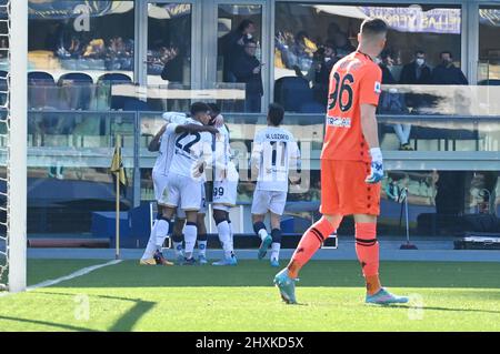 napoli erzielt das Tor 0-1 während des Spiels von Hellas Verona FC gegen SSC Napoli, italienische Fußballserie A in Verona, Italien, März 13 2022 Stockfoto