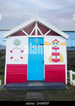 Strandhütte, Westward Ho!, Devon, UK Stockfoto