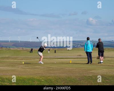 Golfspieler, der Royal North Devon Golf Club, Westward Ho!, Devon, Großbritannien Stockfoto