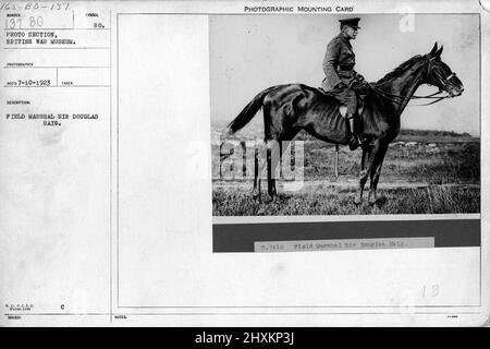 Feldmarschall Sir Douglas Haig. Sammlung von Fotografien aus dem Ersten Weltkrieg, 1914-1918, die die militärischen Aktivitäten der britischen und anderen Streitkräfte und des Personals während des Ersten Weltkriegs darstellen Stockfoto