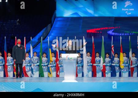 Peking, Hebei, China. 13. März 2022. Andrew Parsons, Abschlusszeremonie, Winter-Paralympics 2022 in Peking, 13. März 2022 (Foto: © Mark Edward Harris/ZUMA Press Wire) Stockfoto