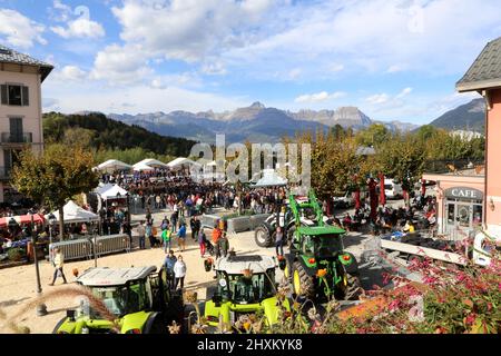 Foire agricole. Saint-Gervais-les-Bains. Haute-Savoie. Auvergne-Rhône-Alpes. Frankreich. Stockfoto