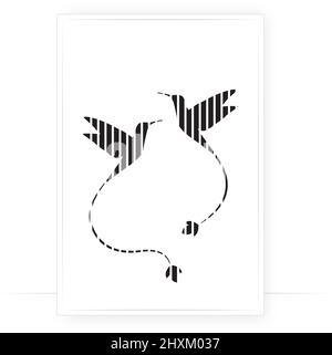 Kolibris Silhouetten isoliert auf weißem Hintergrund, Vektor. Kolibris Illustrationen Poster Design Stock Vektor
