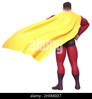 Superheld Steht Hoch Hinten Stockfoto