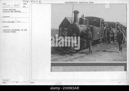 Amerikanische Ingenieure an der britischen Front. Sammlung von Fotografien aus dem Ersten Weltkrieg, 1914-1918, die die militärischen Aktivitäten der britischen und anderen Streitkräfte und des Personals während des Ersten Weltkriegs darstellen Stockfoto
