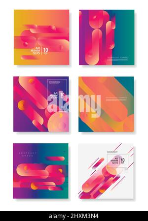 Vektor-Illustration der dynamischen Komposition aus verschiedenen farbigen abgerundeten Formen Linien in diagonalen Rhythmus. Minimalistisches Motion-Design Stock Vektor