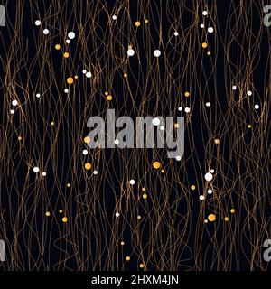 Vektor-Wellenmuster mit abstrakten Linien und Punkten Hintergrund Stock Vektor