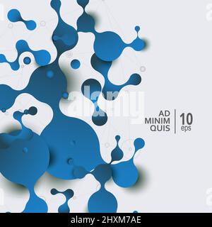 Designvorlage für Vektorgrafiken. Wissenschaft und Medizin abstrakter Hintergrund mit Verbindungsmolekülen und Atomen Stock Vektor