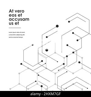 Wissenschaftsnetzwerk-Muster mit Verbindungslinien und Punkten auf einfachem weißen Hintergrund Stock Vektor