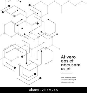 Wissenschaftsnetzwerk-Muster mit Verbindungslinien und Punkten auf einfachem weißen Hintergrund Stock Vektor