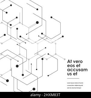 Wissenschaftsnetzwerk-Muster mit Verbindungslinien und Punkten auf einfachem weißen Hintergrund Stock Vektor