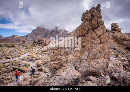 Los Roques de Garcia, vulkanische Felsformationen im Teide Nationalpark, Teneriffa, Kanarische Inseln, Spanien Stockfoto