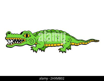 Krokodil Linie Illustration.Vector Cartoon Grafik Illustration Tapete Hintergrund Design.Krokodil, Alligator-Druck für T-Shirt, Logo, Poster Stock Vektor
