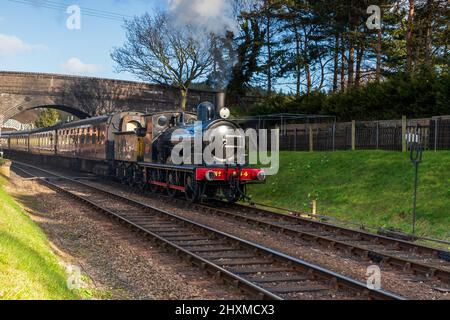 Dampfzug von der Poppy Line Station in Weybourne in North Norfolk, großbritannien Stockfoto