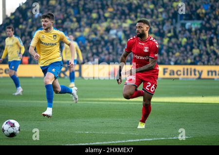 Brondby, Dänemark. 13. März 2022. Anthony D'Alberto (26) von Aarhus GF gesehen während des Superliga-Spiels 3F zwischen Broendby IF und Aarhus GF im Brondby Stadium. (Foto: Gonzales Photo/Alamy Live News Stockfoto